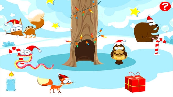 「ABCのクリスマス！子供のためのゲーム： 学ぶ 森の動物と言葉やアルファベットを書き込むことができます。無償、新しい、学習、メリークリスマス！」のスクリーンショット 1枚目