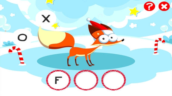 「ABCのクリスマス！子供のためのゲーム： 学ぶ 森の動物と言葉やアルファベットを書き込むことができます。無償、新しい、学習、メリークリスマス！」のスクリーンショット 3枚目