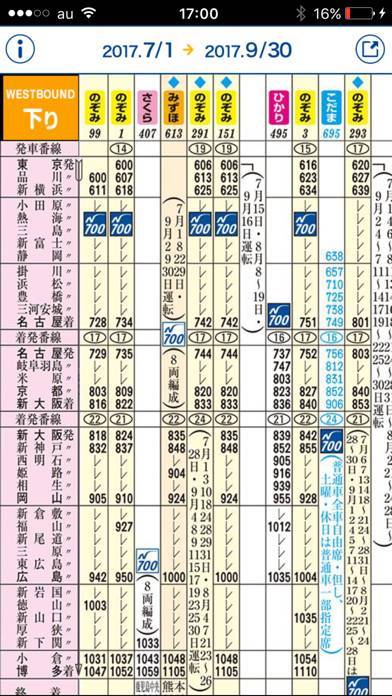 「JR東海　東海道・山陽新幹線時刻表」のスクリーンショット 3枚目