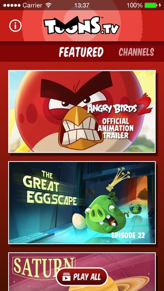 「ToonsTV: Angry Birds video app」のスクリーンショット 1枚目