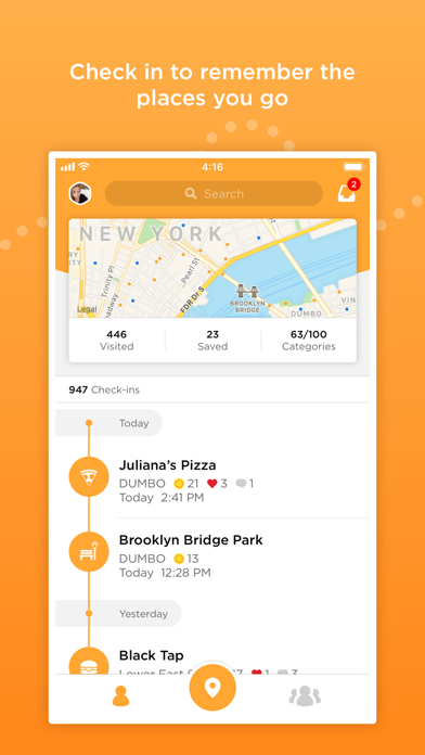 「Foursquare Swarm: Check-in App」のスクリーンショット 1枚目