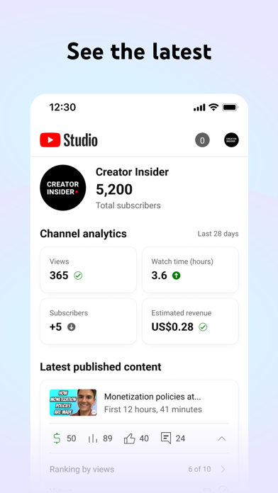 「YouTube Studio」のスクリーンショット 1枚目