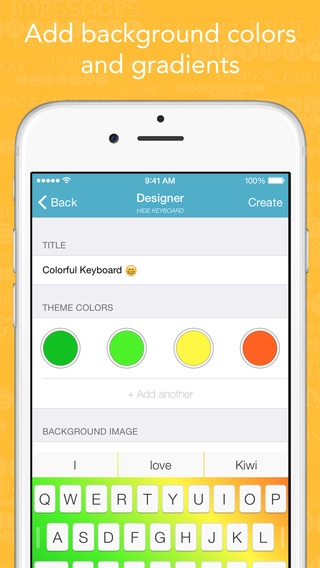 「Kiwi - Colorful, Custom Keyboard Designer with Emoji for iOS 8」のスクリーンショット 2枚目