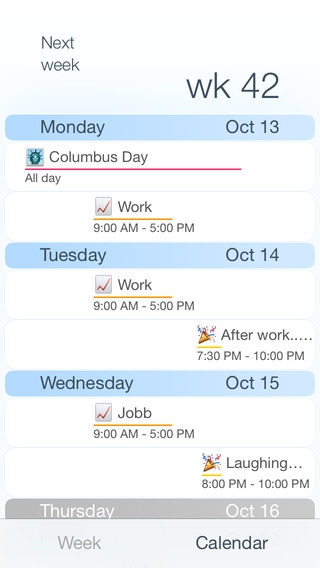 「Week calendar, simple and elegant emoji calendar」のスクリーンショット 1枚目