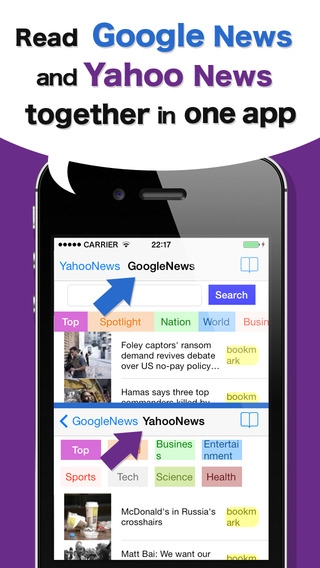 「-GYNEWS USA-It’s simple,but a convenient newsreader (Google and Yahoo version)」のスクリーンショット 1枚目