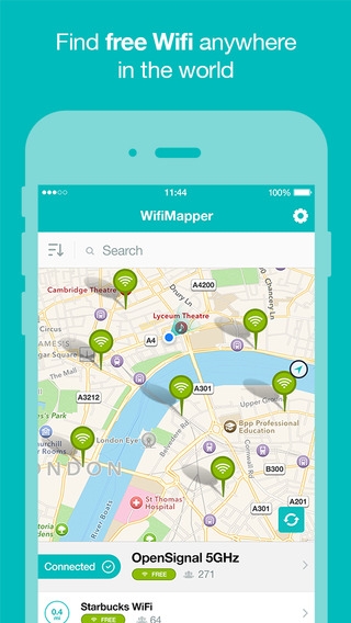 「WifiMapper – free Wifi maps, find cafe hotspots, travel without roaming fees」のスクリーンショット 1枚目