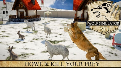 「ウルフシミュレータ3D - 冬のスノー·ファームで野獣と動物の狩猟アタックゲームの復讐」のスクリーンショット 1枚目