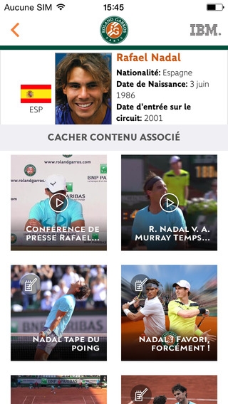 「Application officielle du tournoi Roland-Garros 2015」のスクリーンショット 3枚目