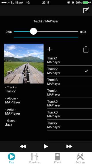 「MAPlayer -- Multi-Effect Audio Player -- イコライザー，エフェクター，ボーカルキャンセラー」のスクリーンショット 1枚目