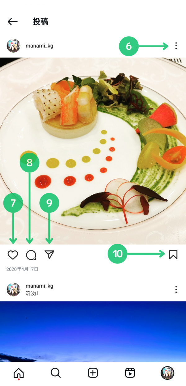 投稿ごとについているアイコン