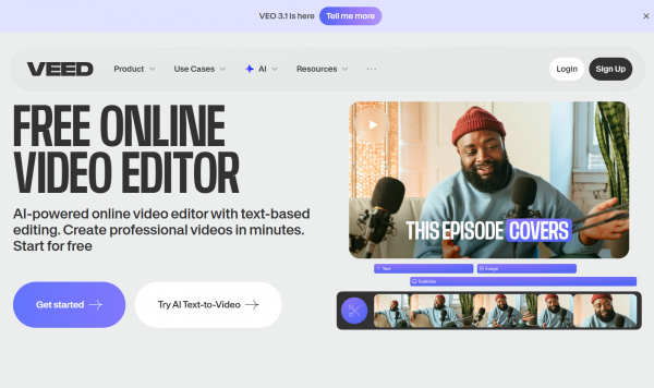 VEEDオンラインビデオエディターTOP画面
