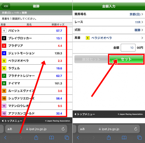 「即PAT」での馬券購入のやり方3