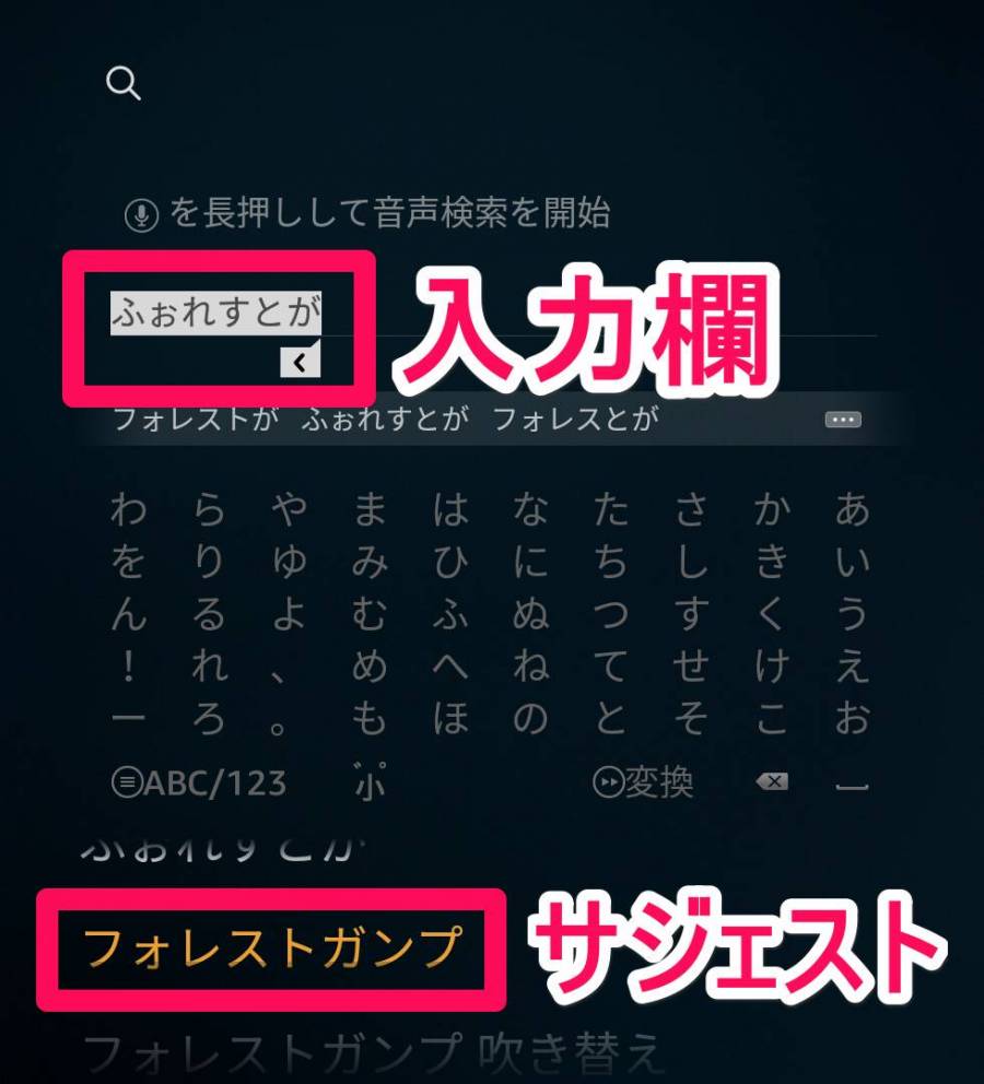 Fire TV Stick 動画検索 テキスト入力