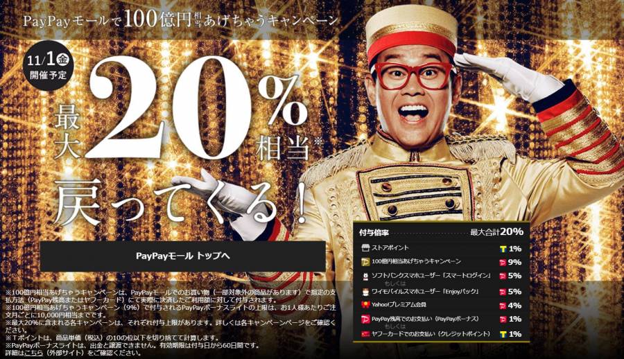 PayPayモールで100億円相当あげちゃうキャンペーン