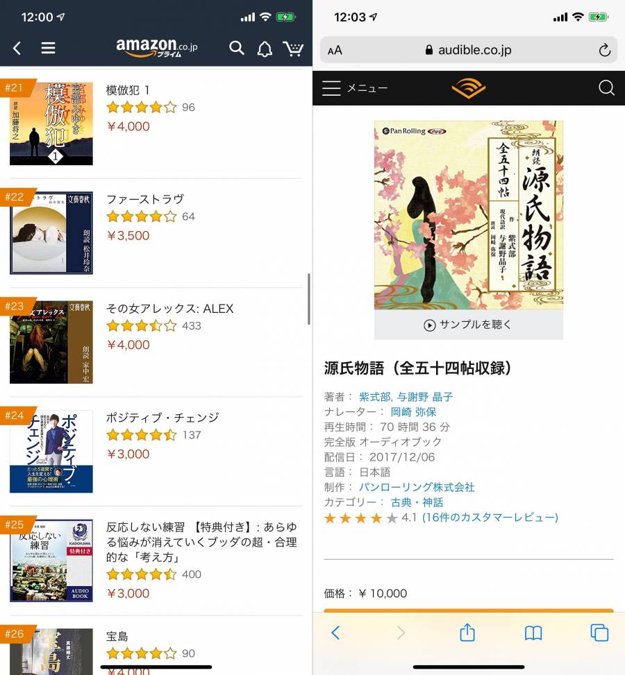 Audible 作品ラインナップ