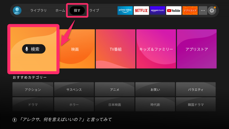 Fire TV Stick 動画検索