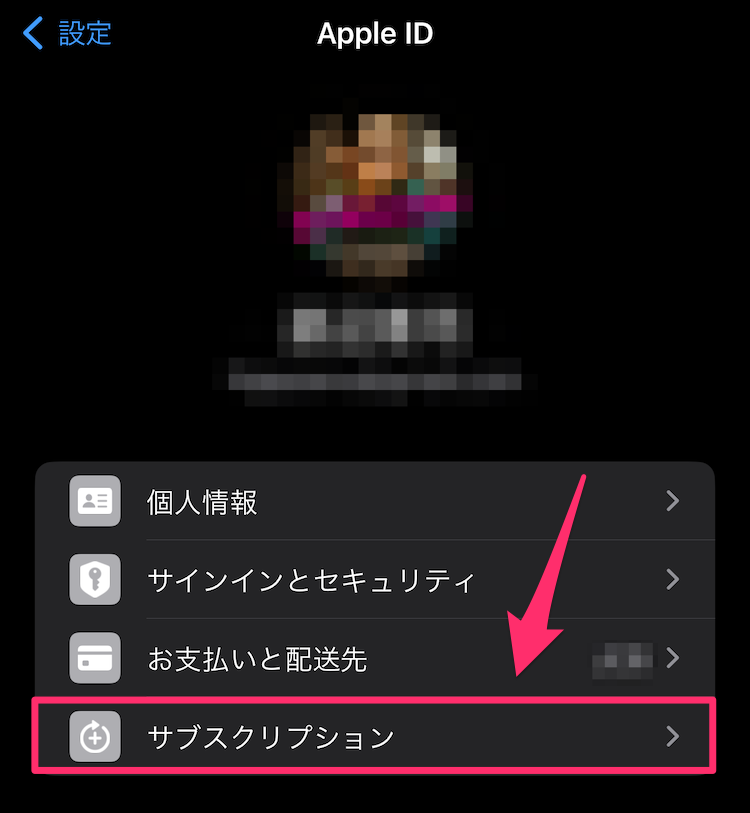 iOS設定アプリApple IDページの画像