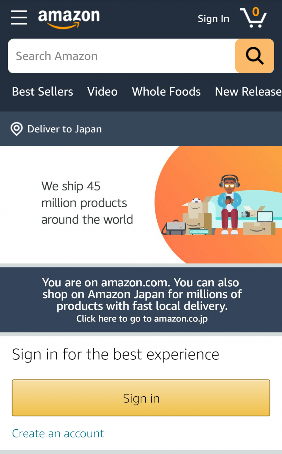 Amazon.com ホーム画面