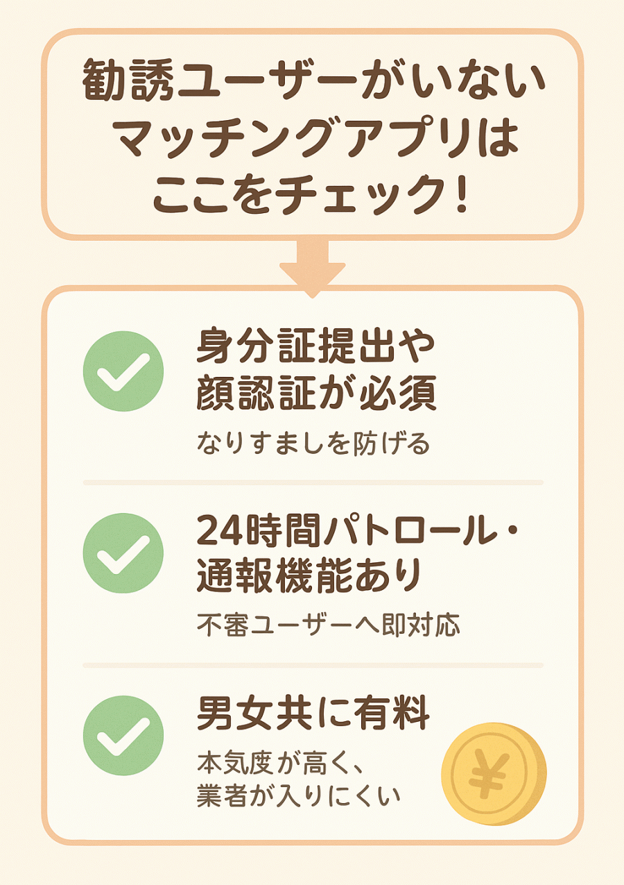 勧誘ユーザーのいないマッチングアプリ