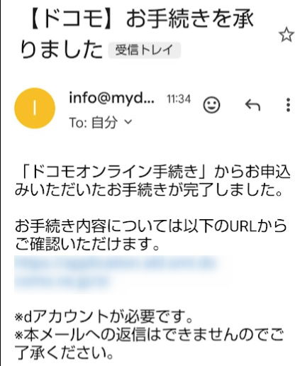 手続完了メール