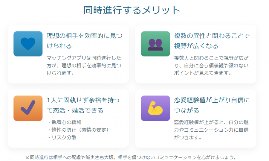 マッチングアプリを同時進行で使う4つのメリットとは？