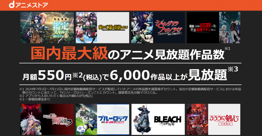 dアニメストア トップページ