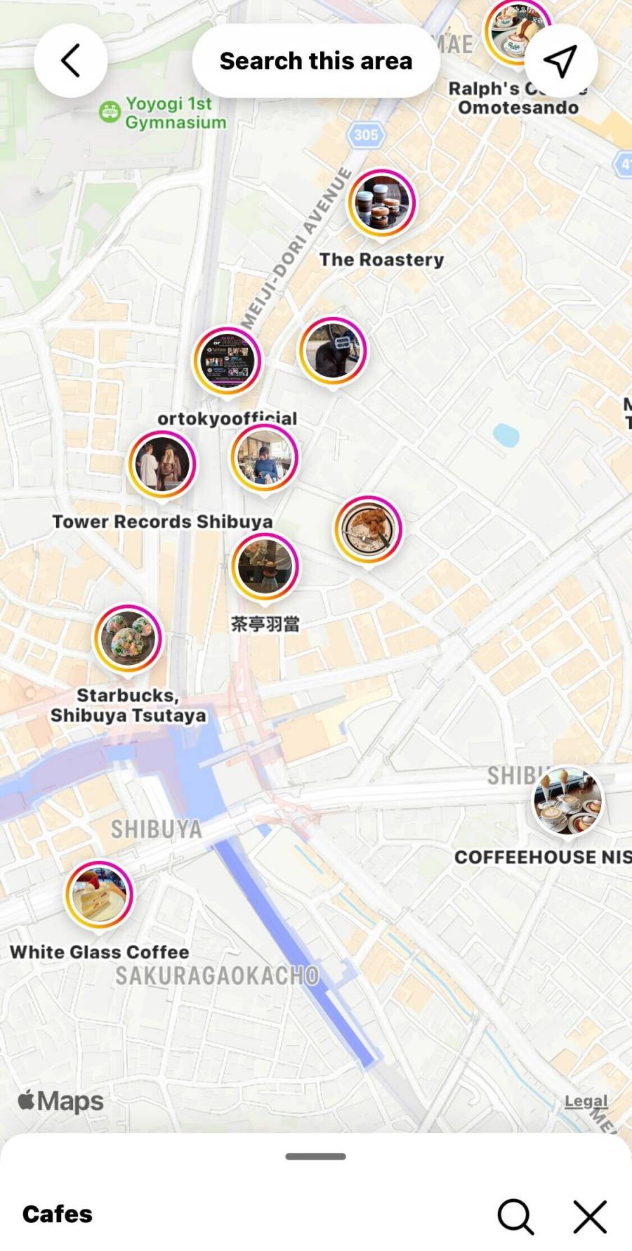 Instagramの地図検索