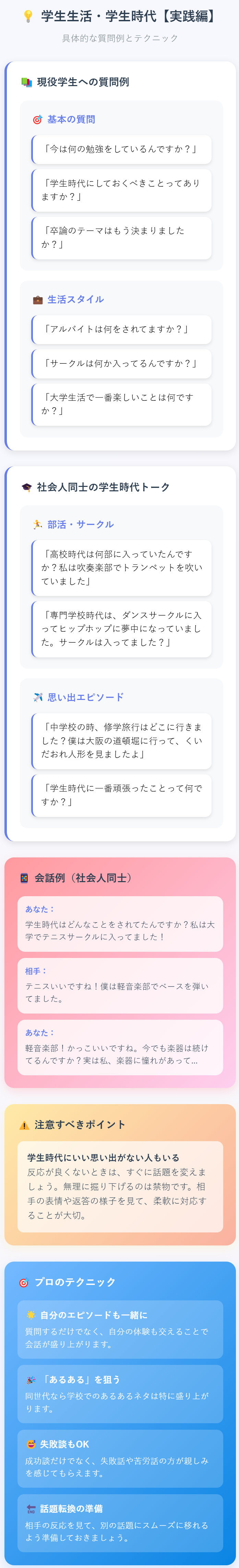 学生時代や学生生活の会話例文