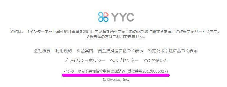 『YYC』インターネット異性紹介事業届出