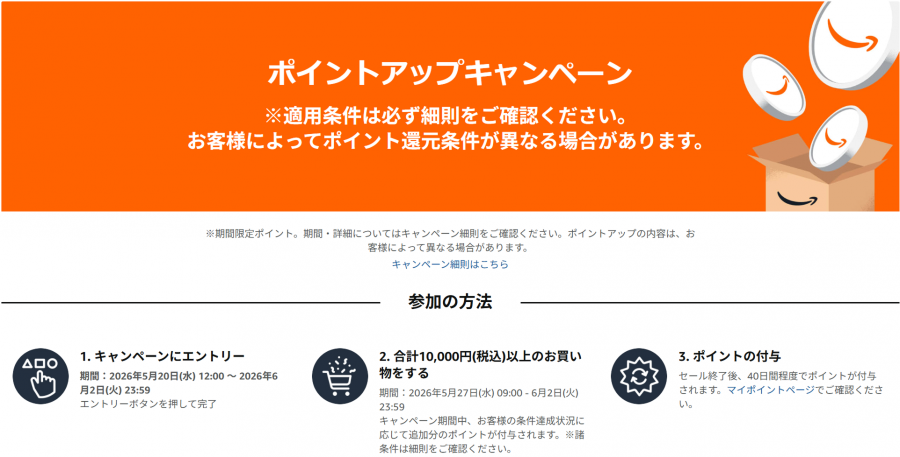 2026年5月AmazonスマイルSale ポイントアップキャンペーン告知画像