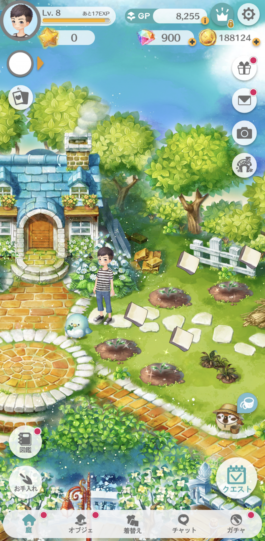 「恋庭」庭造り中の画面