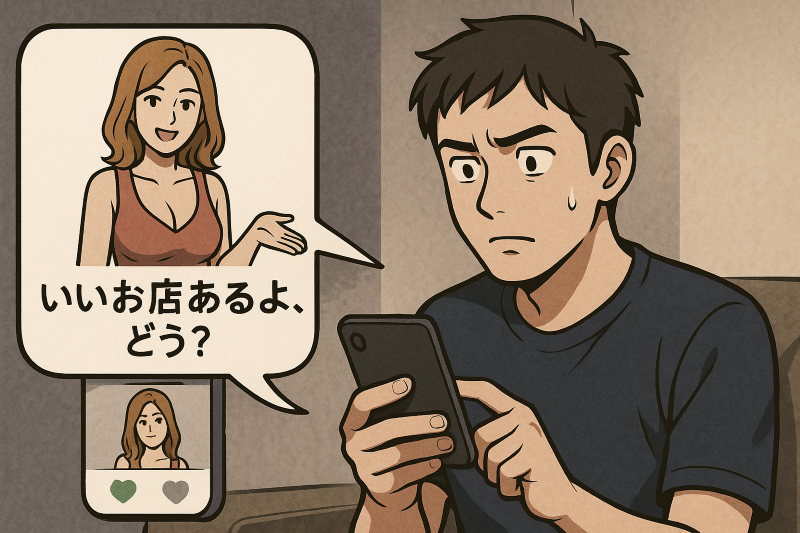 風俗勧誘に遭う男性