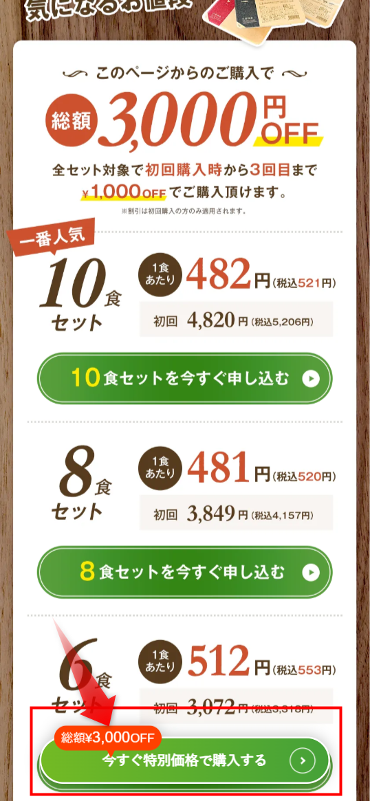 ナッシュのメニュープラン