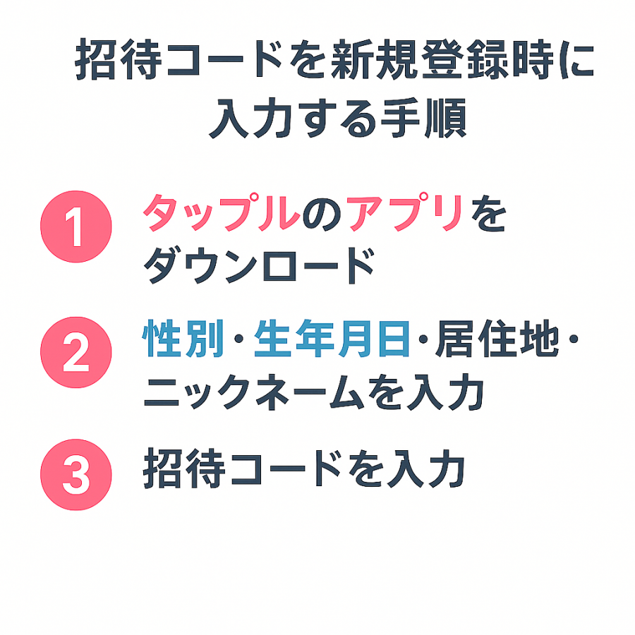 招待コードを新規登録時に入力する手順