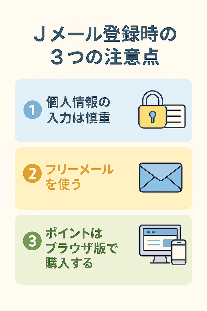 Jメール登録時の注意点
