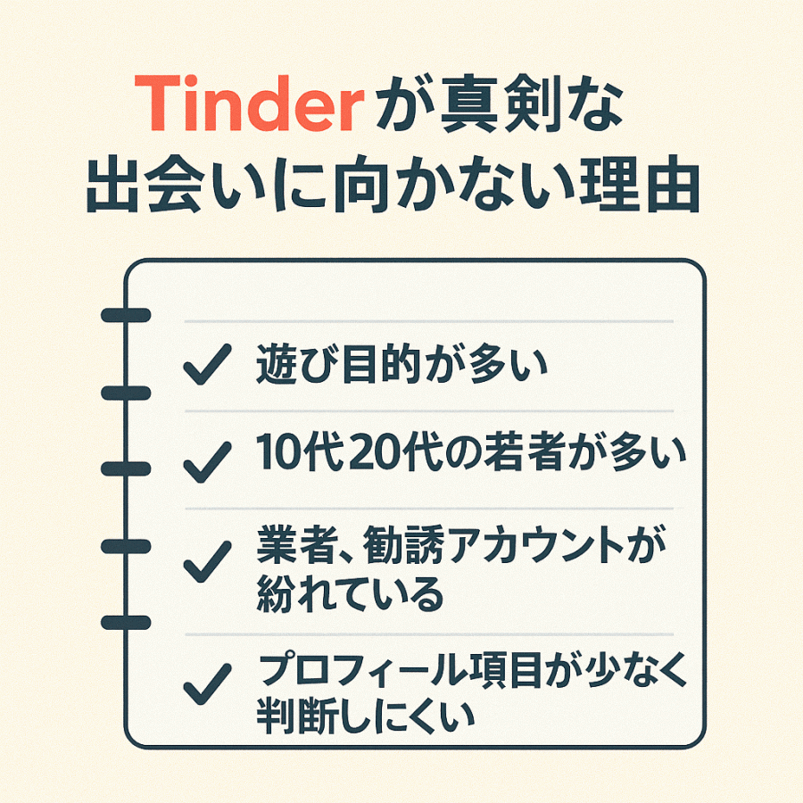 Tinderが真剣な出会いに向かない理由