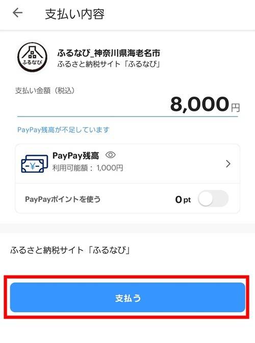 ふるなび PayPay決済2
