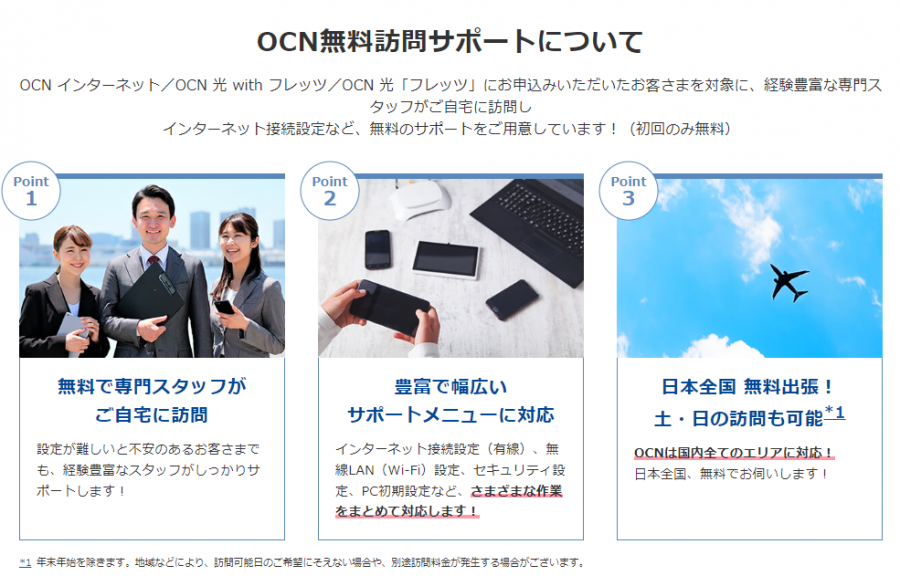 OCNの無料訪問サポート