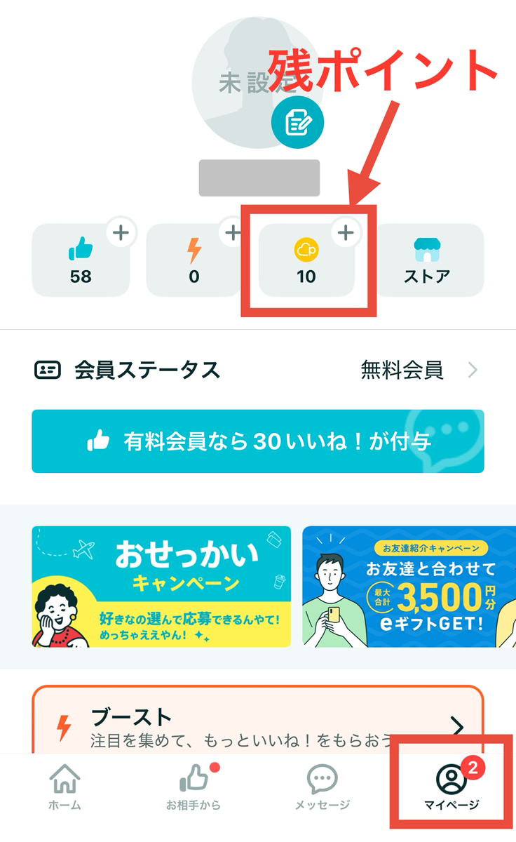 ペアーズ　ポイント確認方法