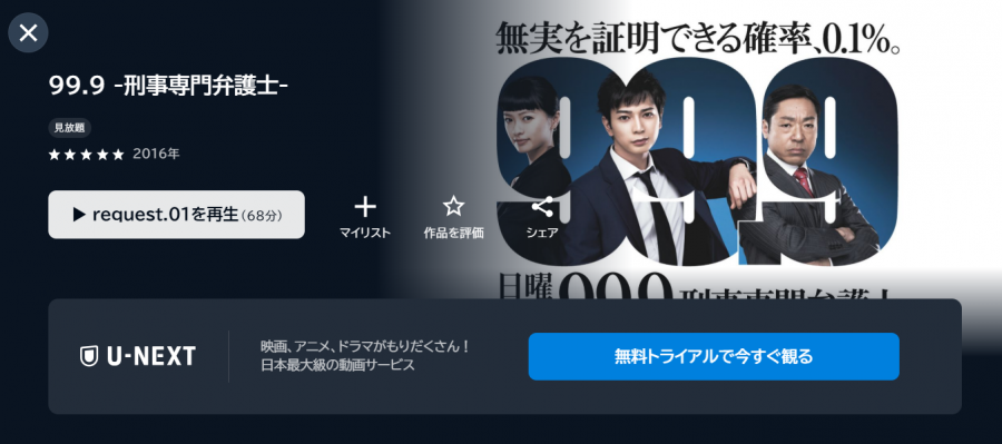 U-NEXT 99.9-刑事専門弁護士-