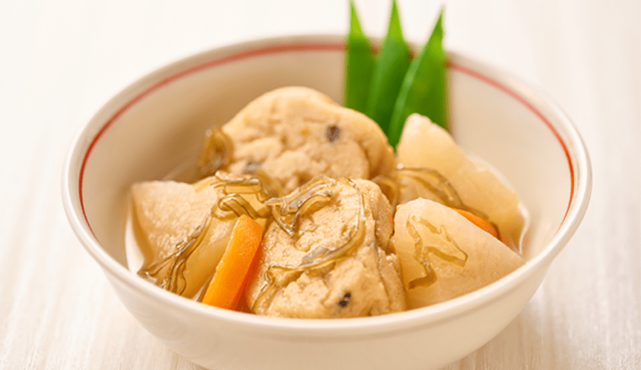 かつおと昆布の旨み 野菜とがんもどきの煮物