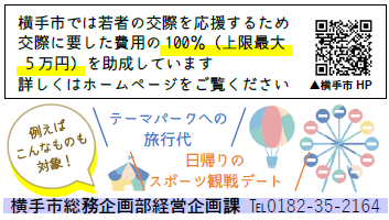 横手市　デート費用　助成施策