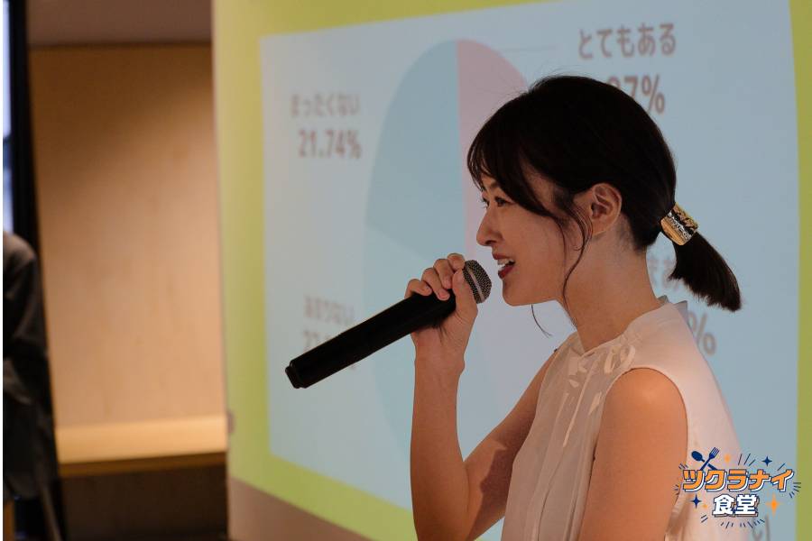 ツクラナイ食堂 もあいかすみさんの登壇の様子