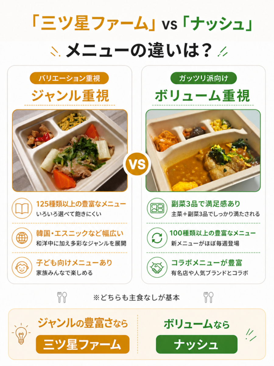 メニュー内容・種類の違い　図説