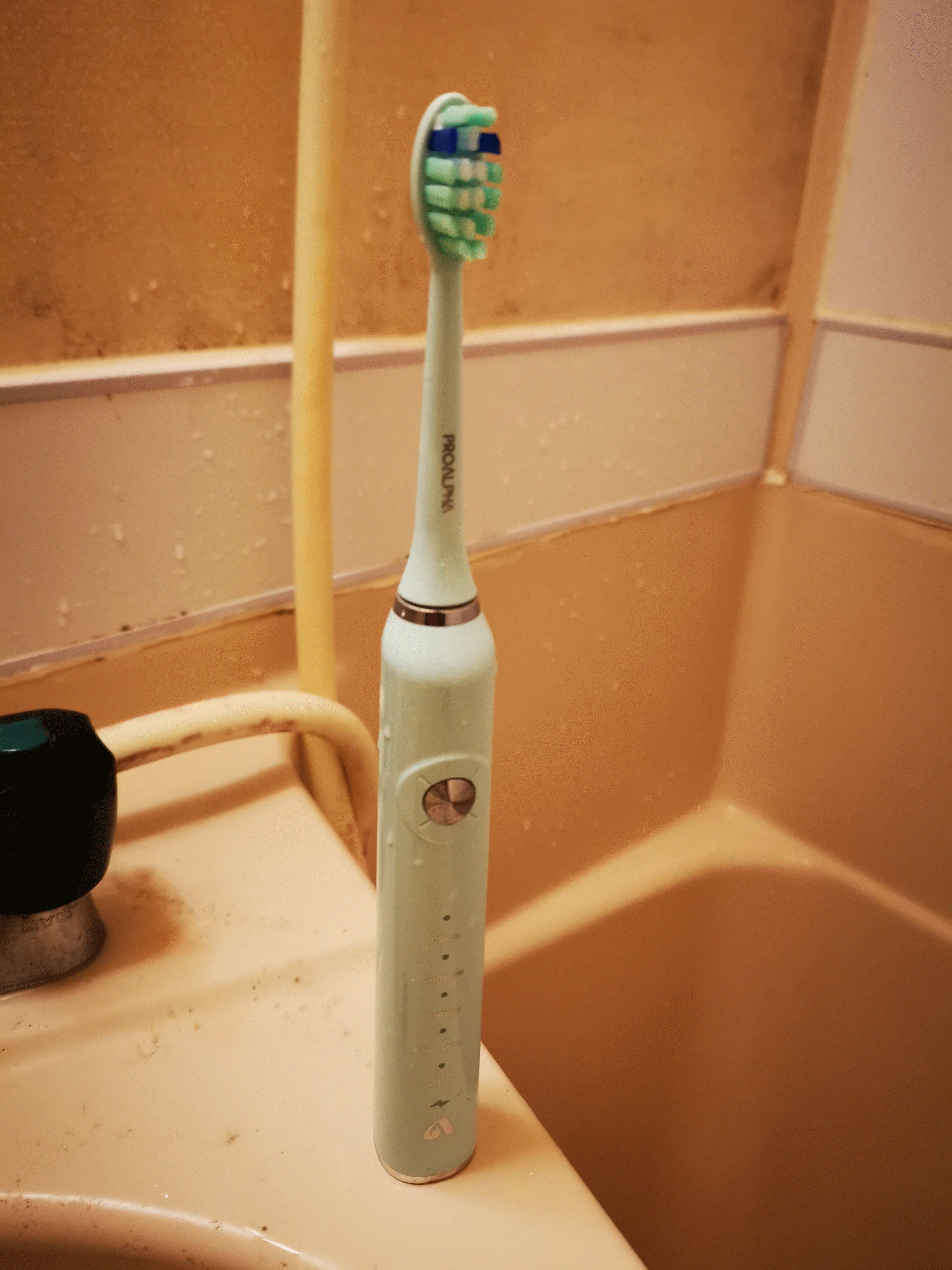 浴室に置かれた電動歯ブラシ